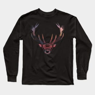 Deer Low Poly Double Exposure Art Long Sleeve T-Shirt